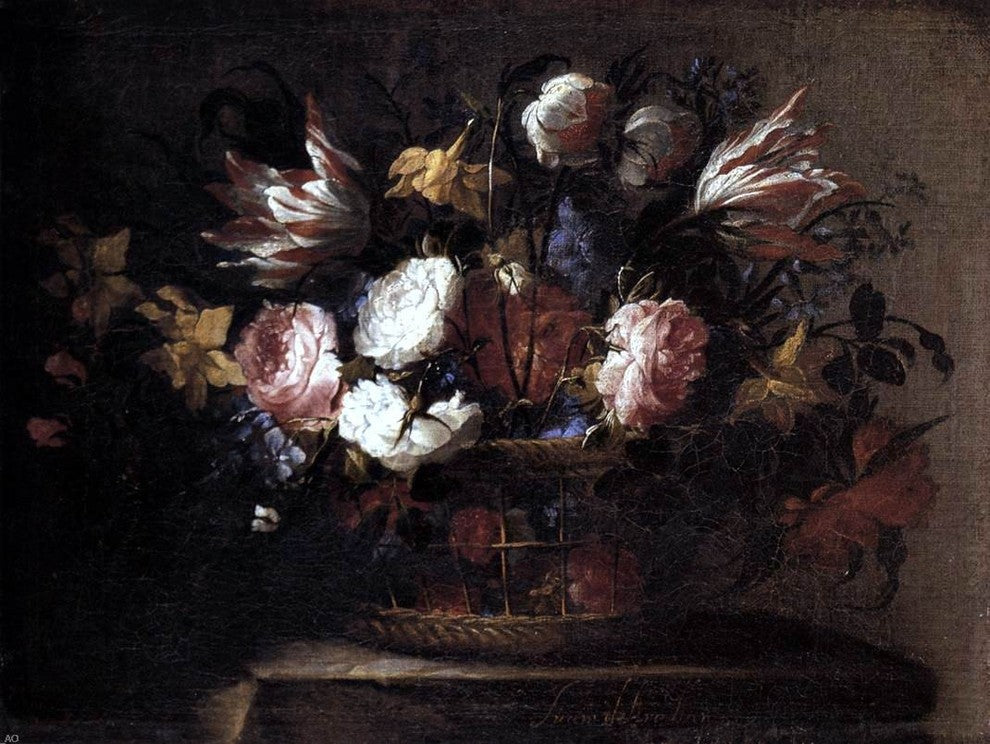 Juan De Arellano Still-Life With a Basket of Flowers Wall Decal