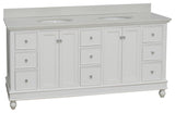 Bella 72" Double Bath Vanity, Base: White, Top: Quartz