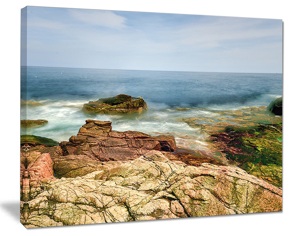 "Thunder Hole Acadia National Park" Oversized Beach Canvas Artwork, 40"x30"