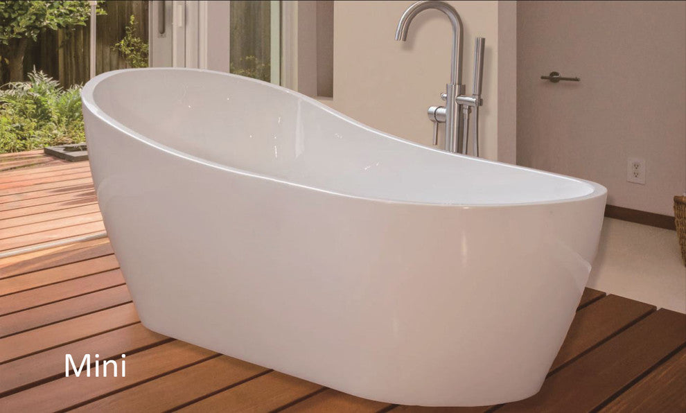 WOODBRIDGE 54" Acrylic Freestanding Soaking Tub with Brushed Nickel Pop up drain