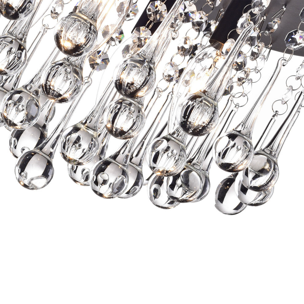 Bella 4-Light Clear Crystal Drops Flush Mount in Black Finish