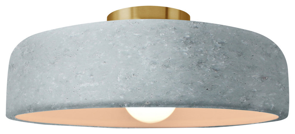 Radiance Medium Spire Semi-Flush, Concrete/Polished Brass Metal, Dedicated LED