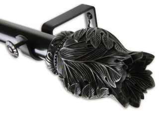 Tulip 1" Curtain Rod, Black, 28"-48"