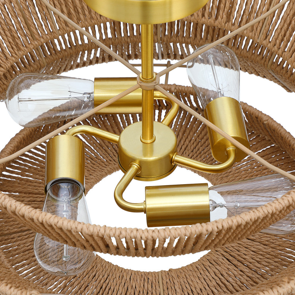 Semi-Flush Mount Ceiling Light, Brown, 20'''' Wide
