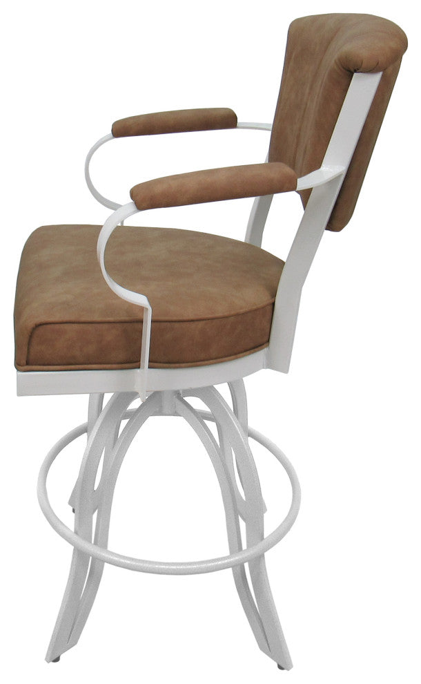 Miami Counter Metal Bar Stool A Base, Brown Vinyl White, 30"