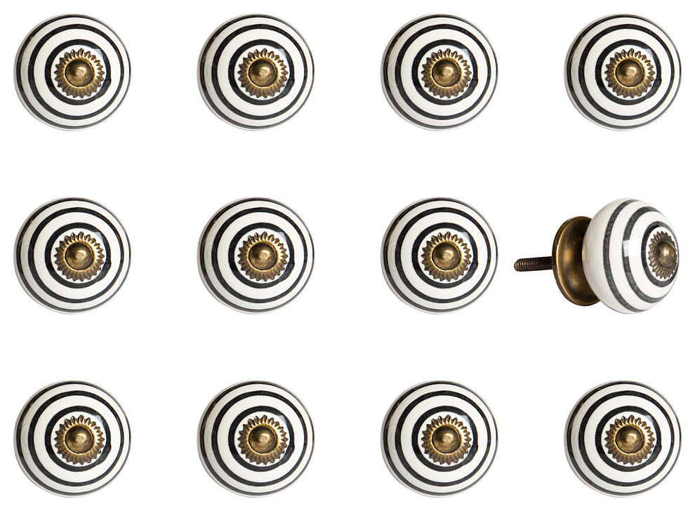 Knob-It Knobs, Set of 12, White and Black