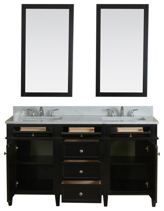 Samantha 60" Bathroom Vanity With Carrera Marble Top and Mirror