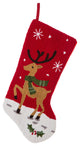 19"L Hooked Stocking, Reindeer