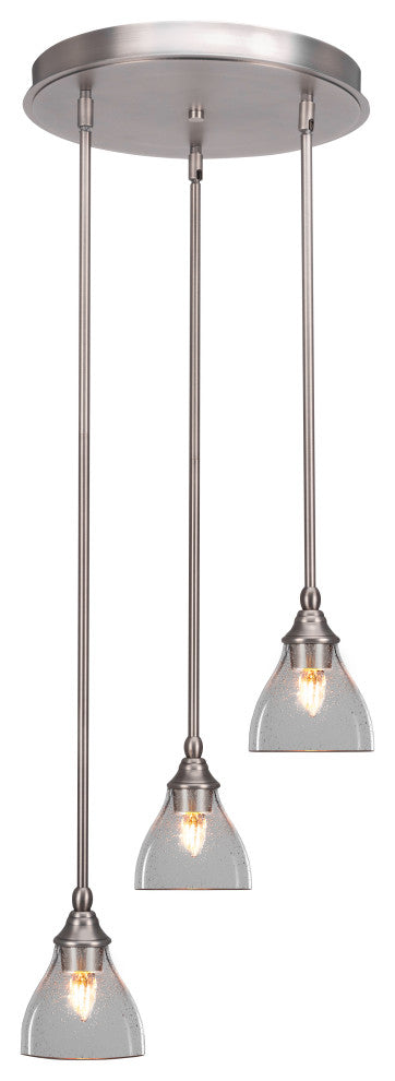 Empire 3-Light Cluster Pendalier, Brushed Nickel/Clear Bubble