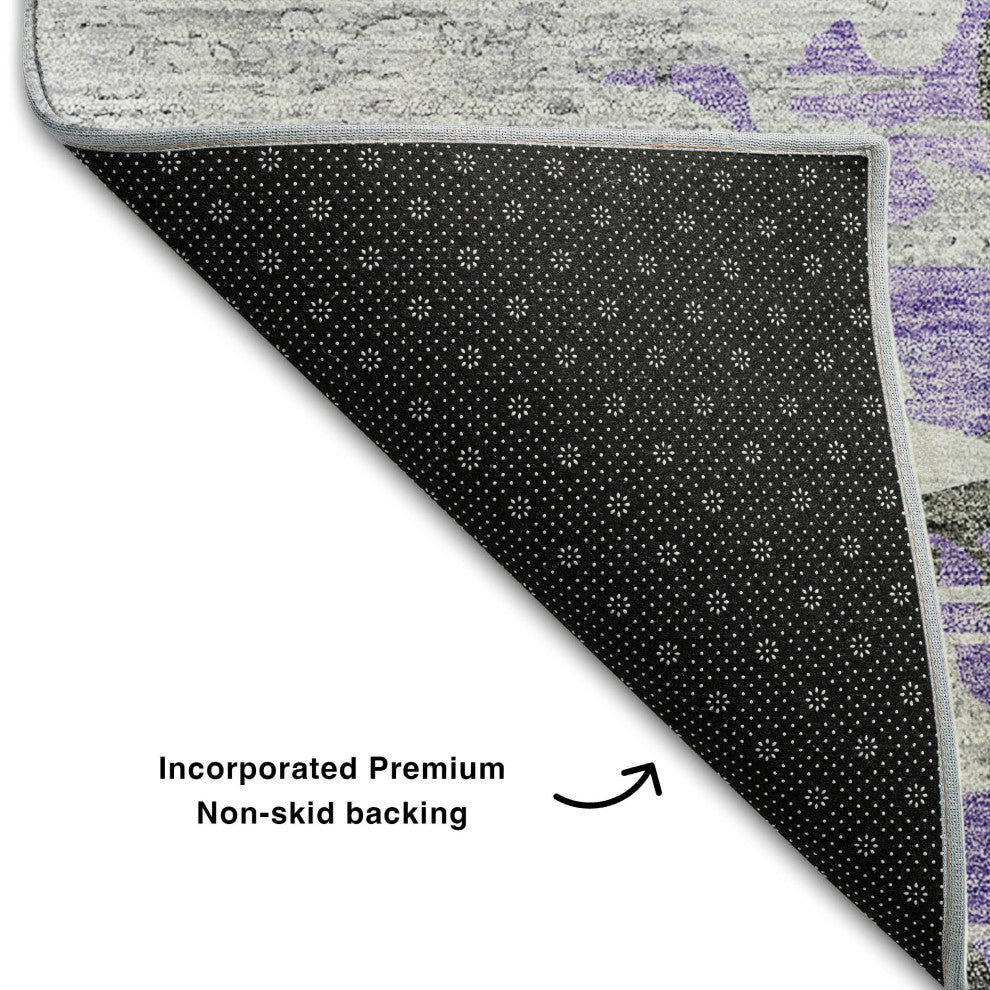 Premium Machine Washable Mayfield AMF704 Purple 5' x 7'6" Rug