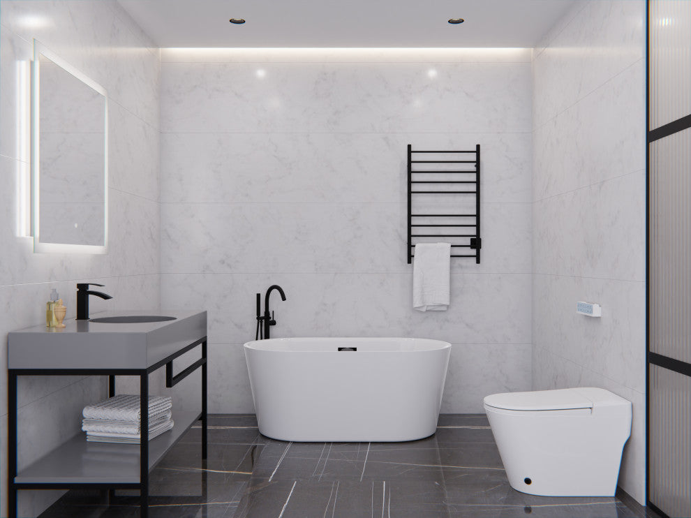 ANZZI Chand Series Freestanding Bathtub, White, 59 in.