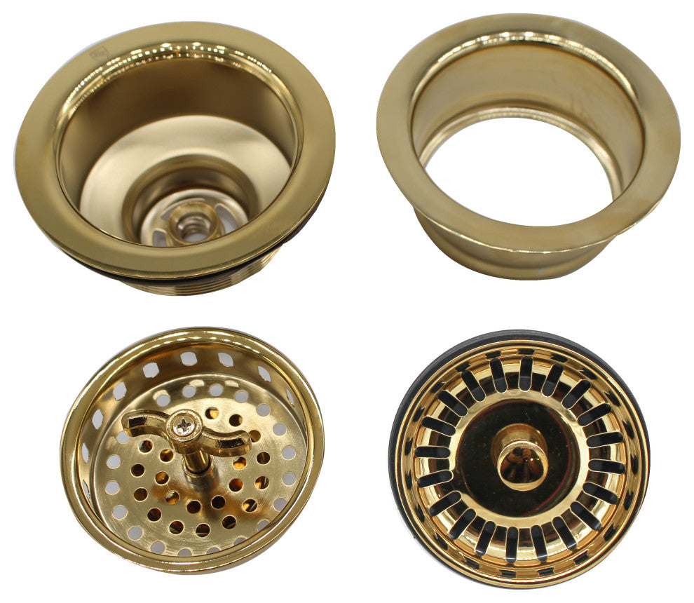 CO2155S Combo 3.5" Wing Nut Twist Style Large Kitchen Sink, Polished Brass
