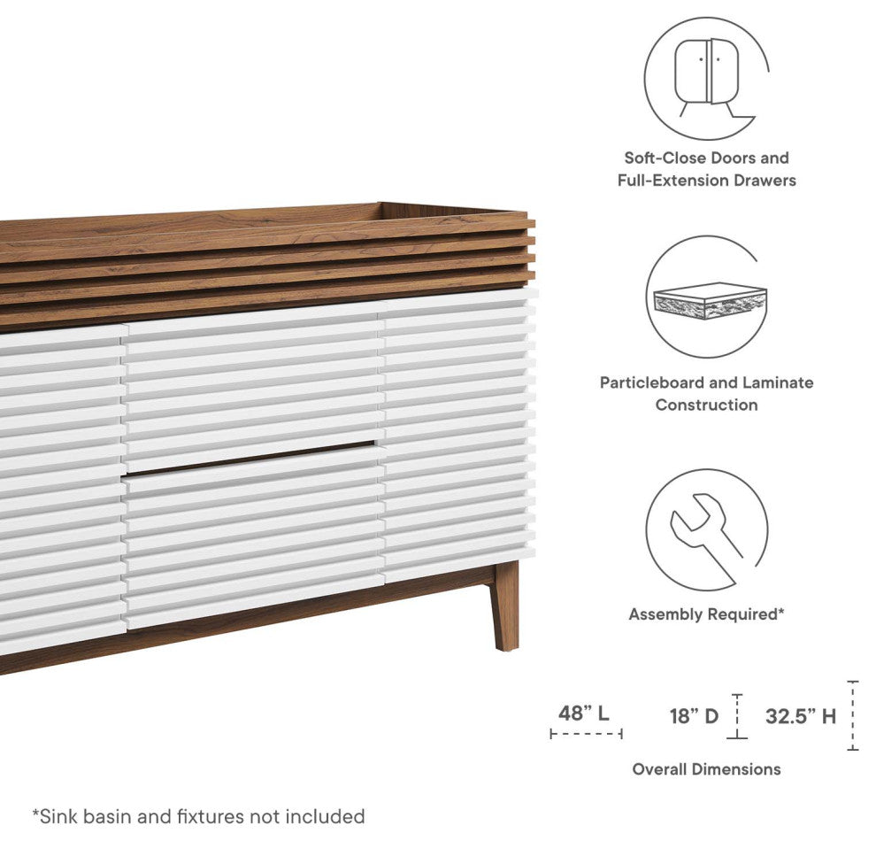 Render 48" Single Bathroom Vanity Cabinet, White Walnut
