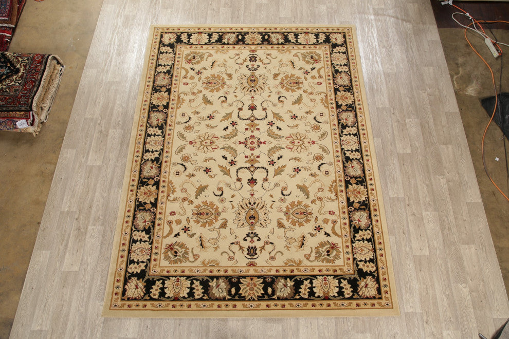 Oushak Oriental Carpet Traditional Turkish Area Rug, Beige, 10'6"x7'10