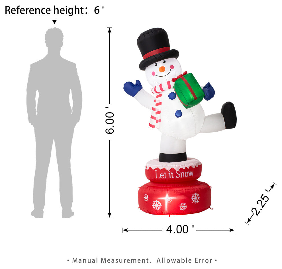 6FT Lighted Inflatable Rotating Snowman Decor