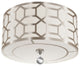 3 Light Flush Mount Drum Shade with Geometric Laminated Trim, Winter Gold