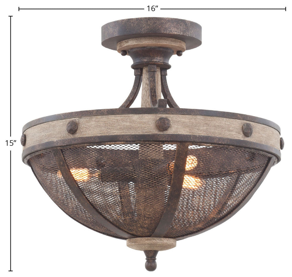 Coronado 16 Inch Semi Flush Mount