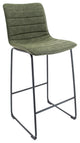 LeisureMod BS29G Brooklyn 29.9" Leather Bar Stool With Green Iron Base&Footrest