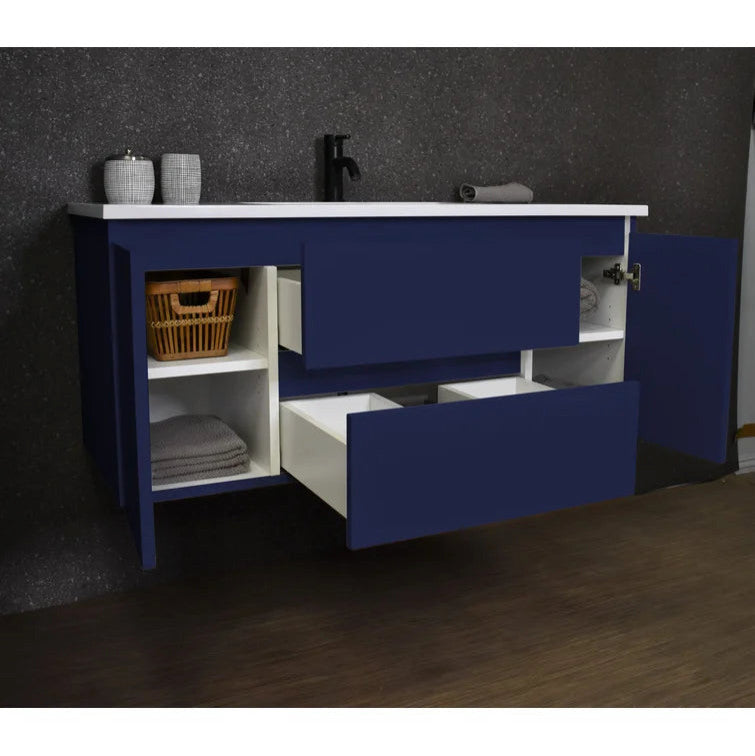 Salt 20Dx48" Floating Bathroom Vanity, Navy With Acrylic Top