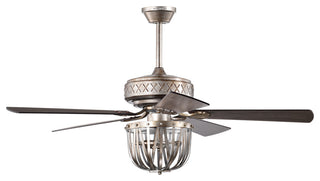 Emani 52 in. 3-Light Indoor Antique Silver Finish Ceiling Fan