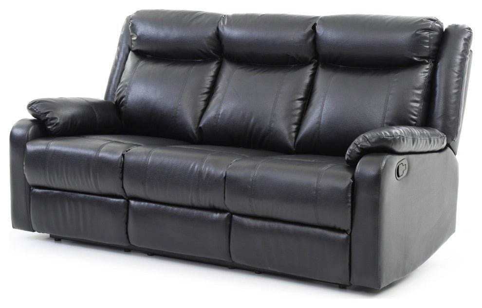 Wendover Faux Leather Double Reclining Sofa, Black