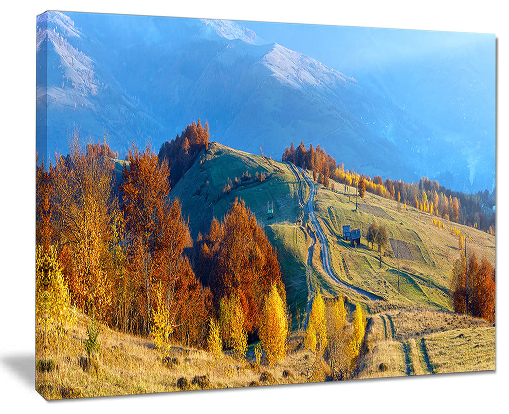 "Rural Road on Autumn Mountains" Canvas Print