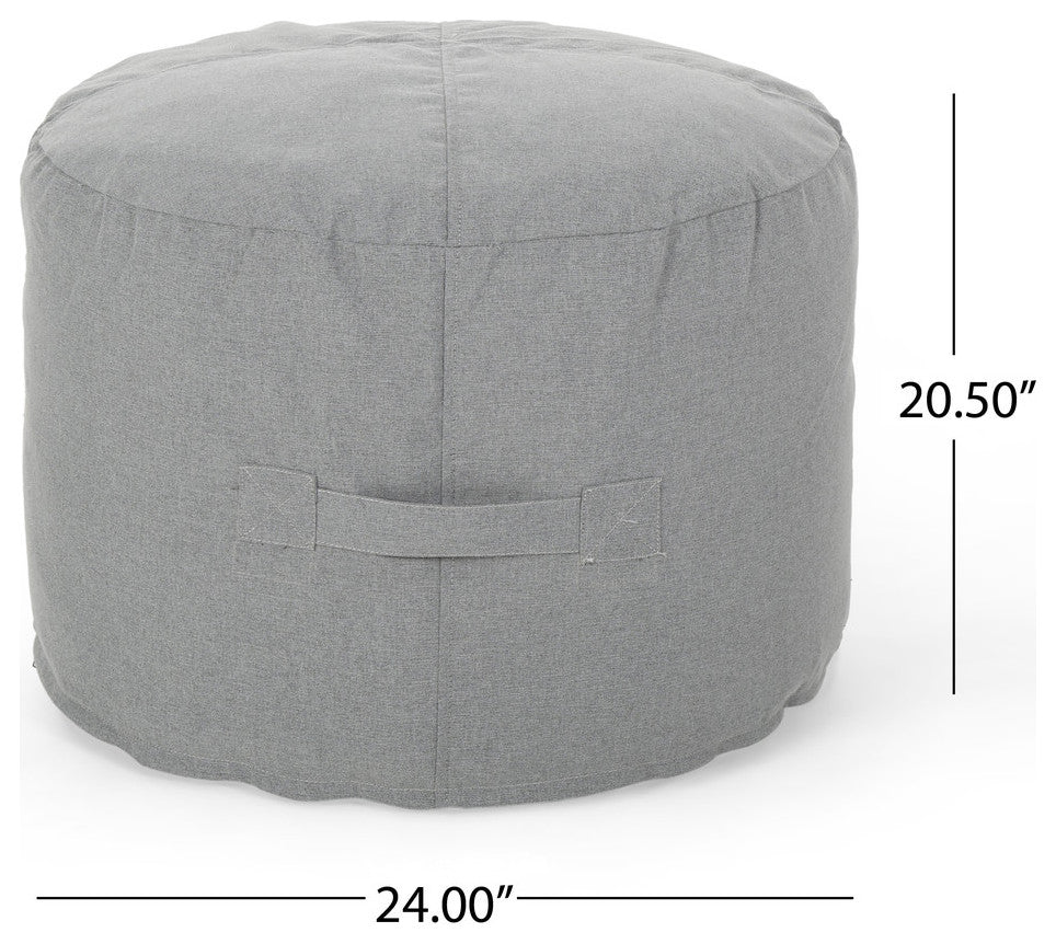 Crystal Cay Outdoor Water Resistant 2' Ottoman Pouf, Charcoal