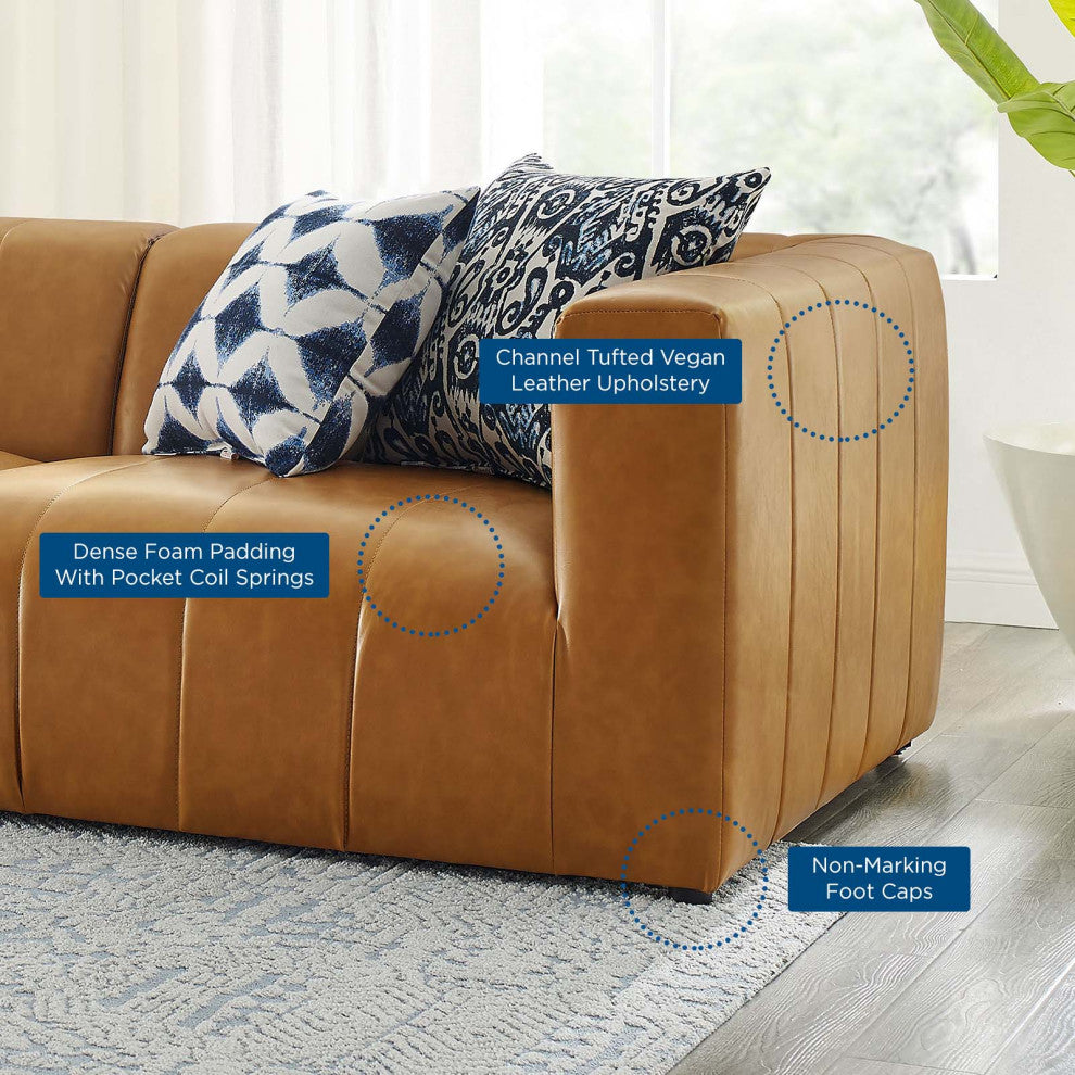 Bartlett Vegan Leather Vegan Leather 3-Piece Sofa Tan