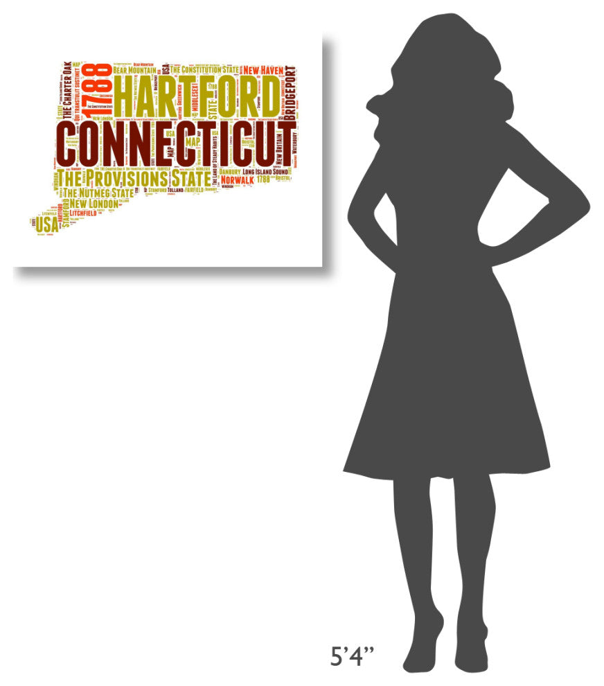 "Connecticut Word Cloud Map" Fine Art Print