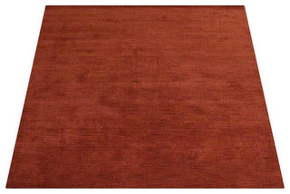 Hand Knotted Loom Wool Area Rug Solid Light Red, [Square] 8'x8'
