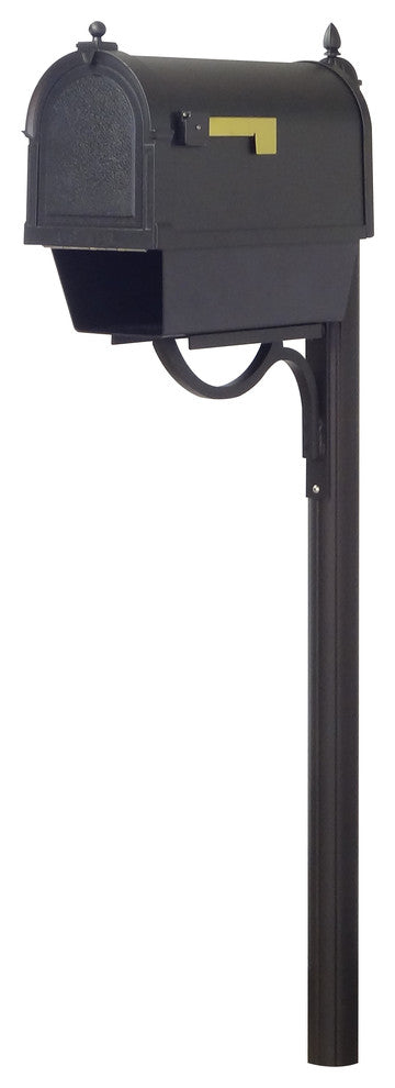 Berkshire Mailbox With Newspaper Tube, Locking Insert & Richland Mailbox Post