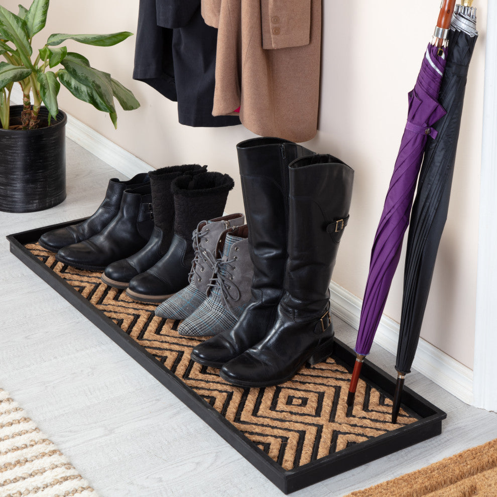 46.5"x14"x1.5" Rubber Boot Tray With Diamond Coir and Rubber Insert