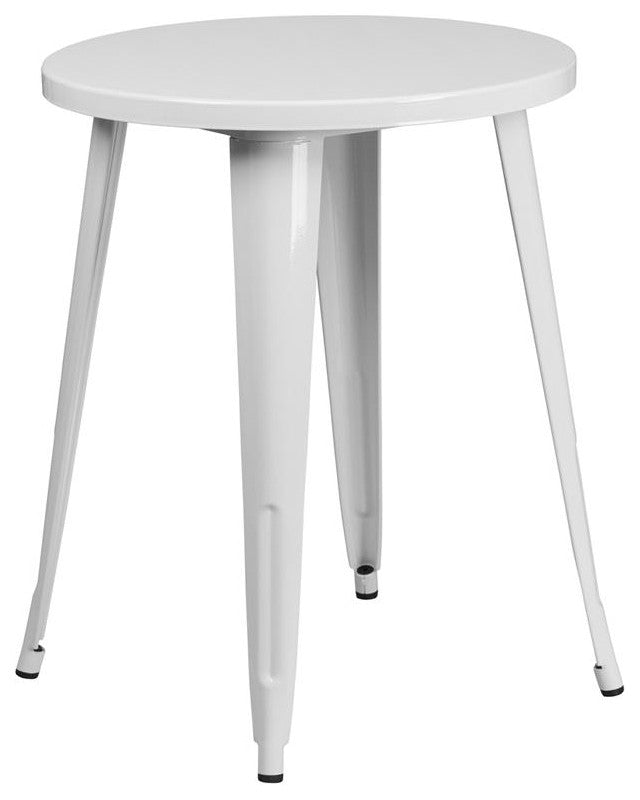 24'''' Round White Metal Indoor-Outdoor Table