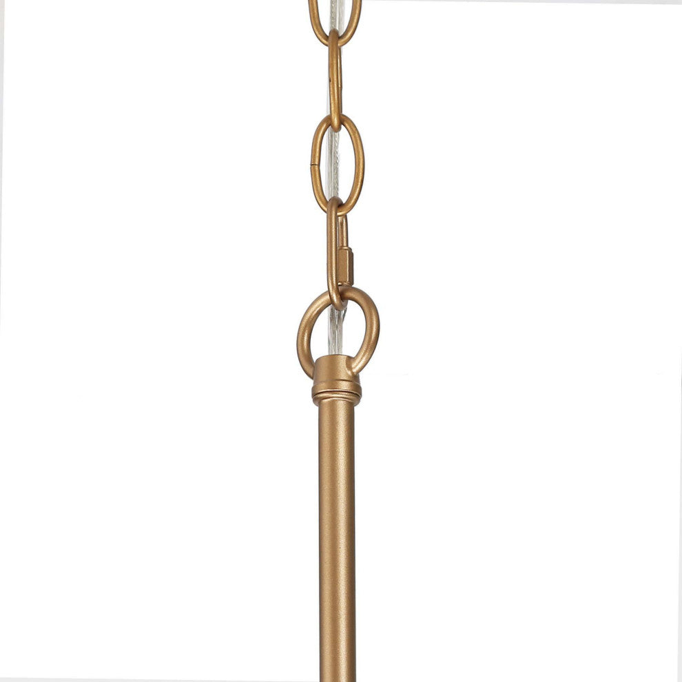 LNC 6-Light Modern Candle-Style Glass-Cylinder Chandelier, Brass