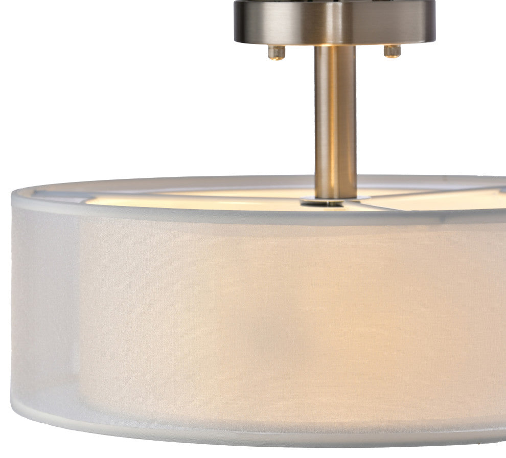 Lazzur Rhine 3 Light 15" Satin Nickel Semi-Flush Mount Ceiling Light