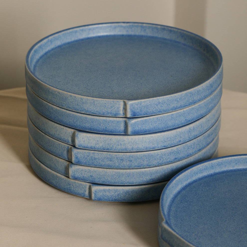 Stone Lain Bao Stoneware Dinner Plate Set of 4, Blue