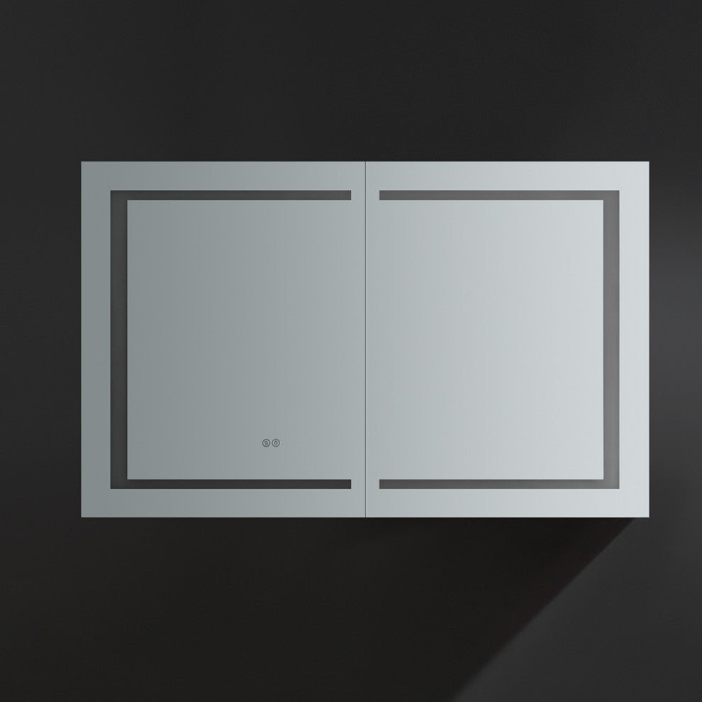 Spazio Bathroom Medicine Cabinet With LED Lighting and Defogger, 48"x30"