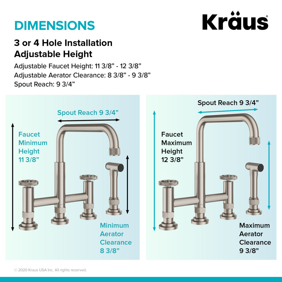 Urbix Bridge Kitchen Faucet, Spot Free Stainless Steel