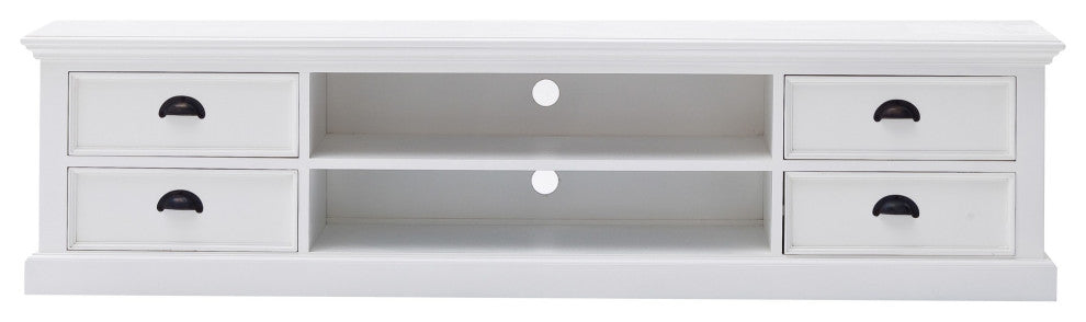 71" Classic White Entertainment Unit With Four Drawers