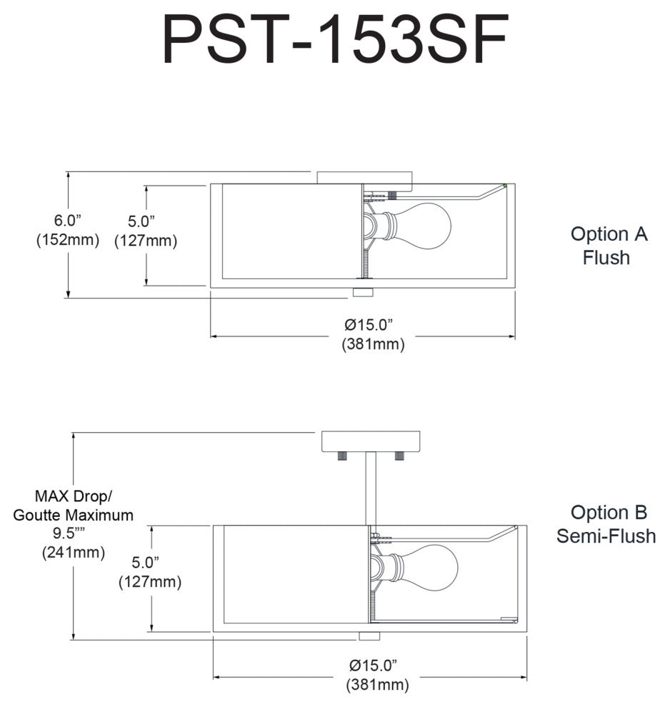 Gray Contemporary Semi-Flush Mount With Matte Black Metal