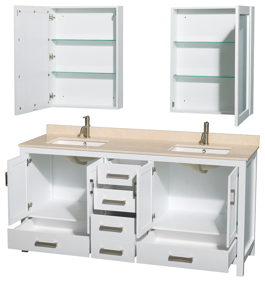 Wyndham WCS141472DWHIVUNSMED 72 In. Double Bathroom Vanity in White