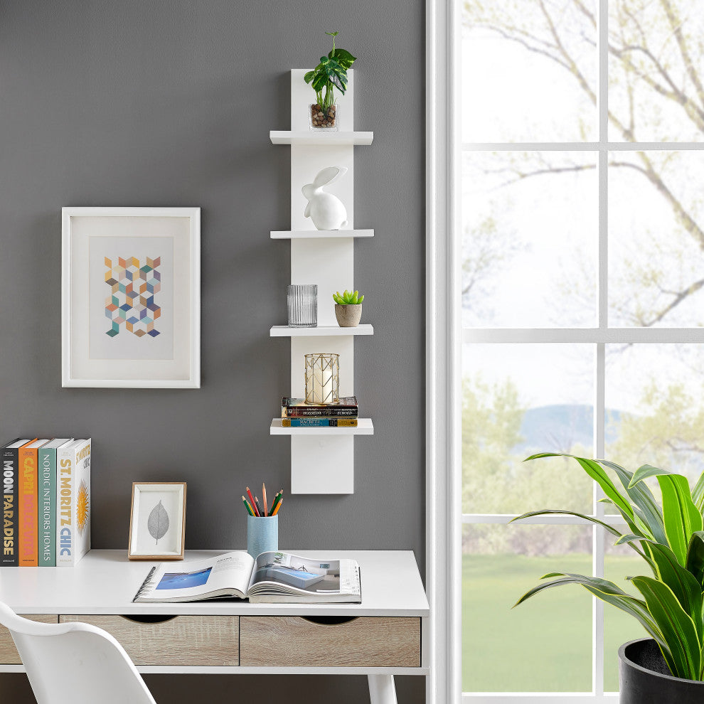 Danya B. Arica Utility Column 4-Tier Spine Wall Shelves, White