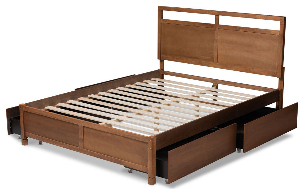 Saffron Modern Brown Finished Wood King Size 4-Drawer Platform Storage Bed