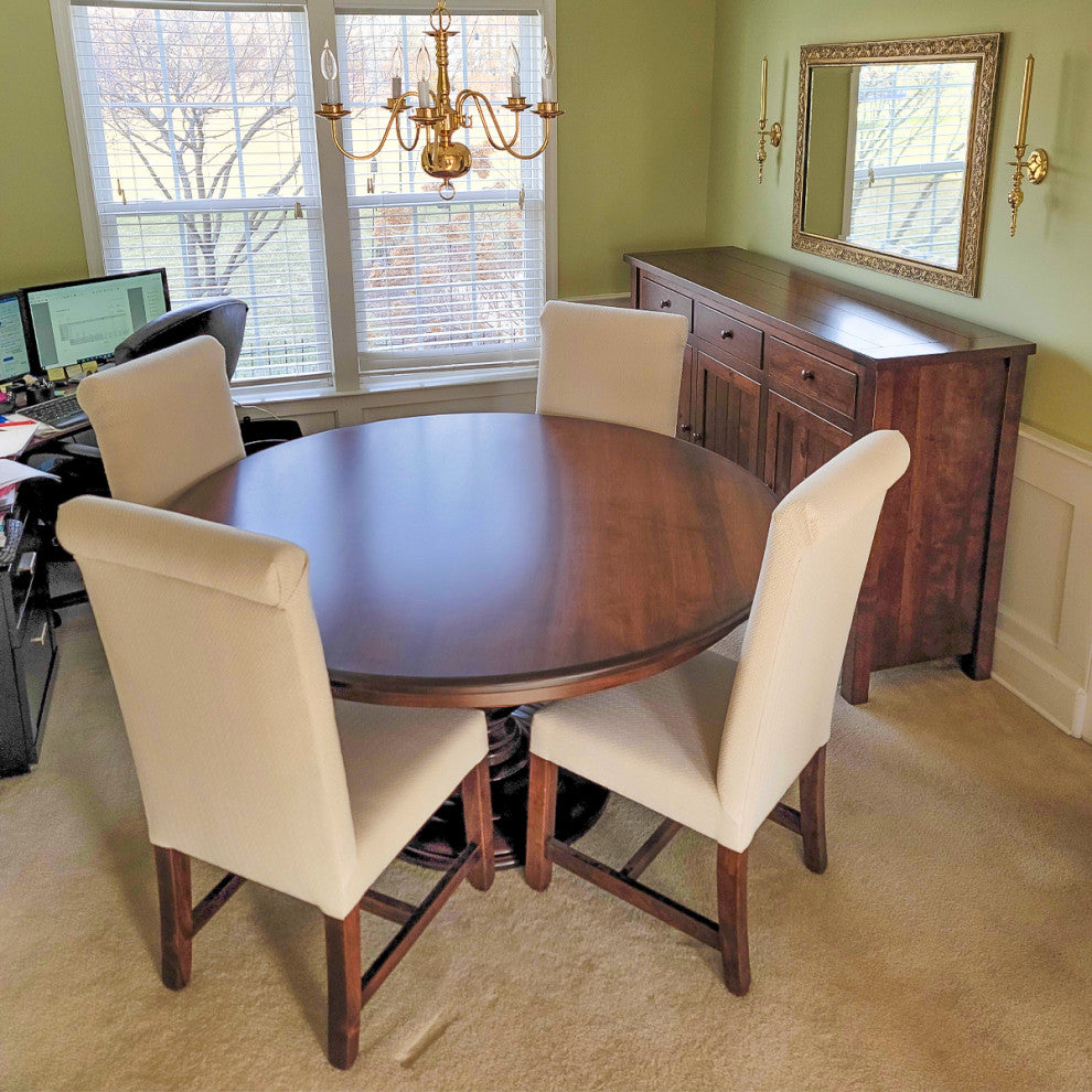 Foles Round Pedestal Table, Brown Maple, Rich Cherry Stain, 54"