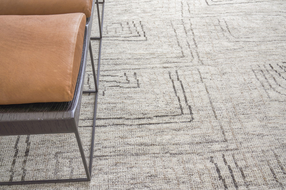 Aldridge Hand-Knotted Wool and Bamboo Silk Gray/Beige/Ivory Area Rug, 9'x12'