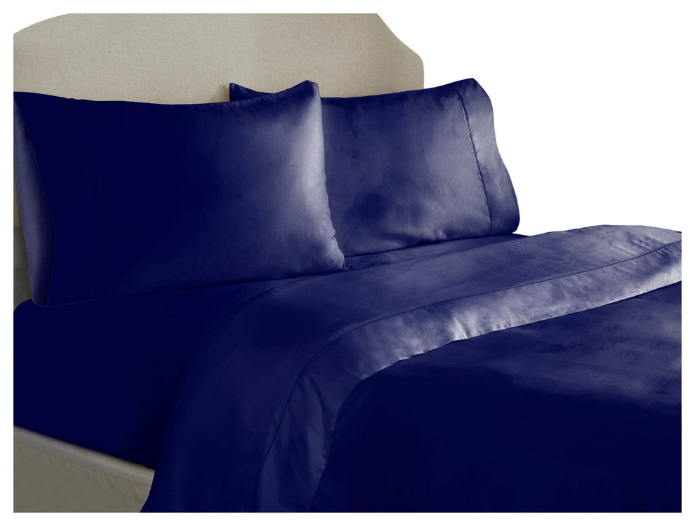 Pointehaven 525TC Long Staple Cotton sheet set, Midnight Blue, Queen