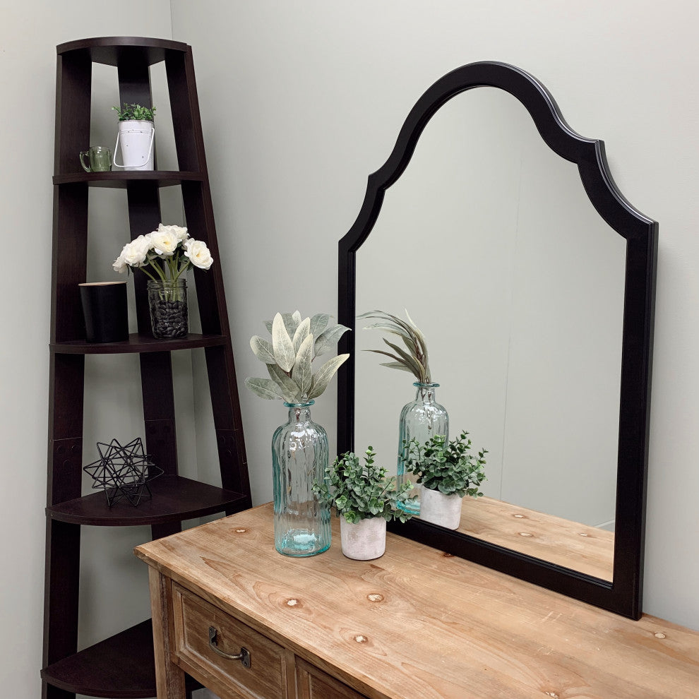 Pescara Framed Vanity Mirror, Peaks Cathedral, 24.4"x32.4", Matte Black