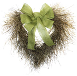 Quail Brush 22" Twig Heart with Green Bow