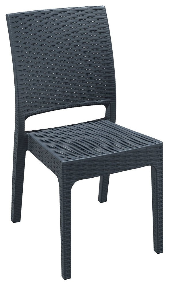 Orlando Wickerlook Rectangle Dining 7 Piece Set, Florida Side Chairs, Dark Gray