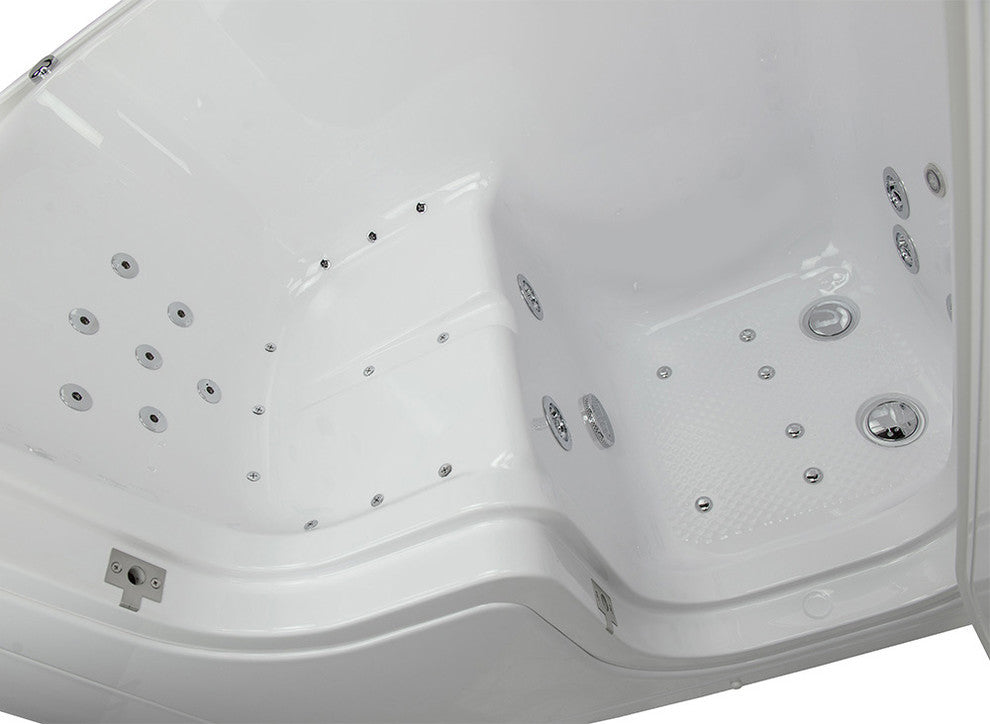 Transfer Acrylic Wheelchair Accessible Dual Massage Walk-In Tub 2" Drain